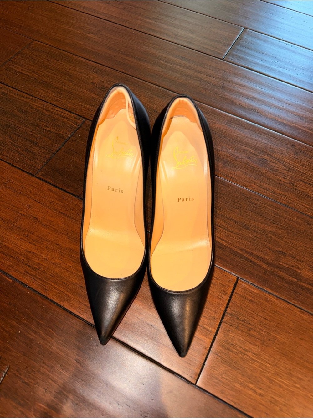Christian Louboutin Black Pointed Leather Pumps